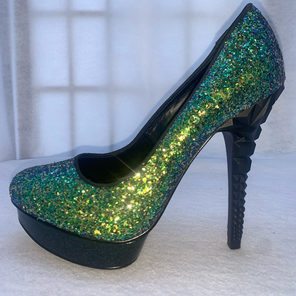 Rachel Roy Green Keenan Platform Heels Size 8M